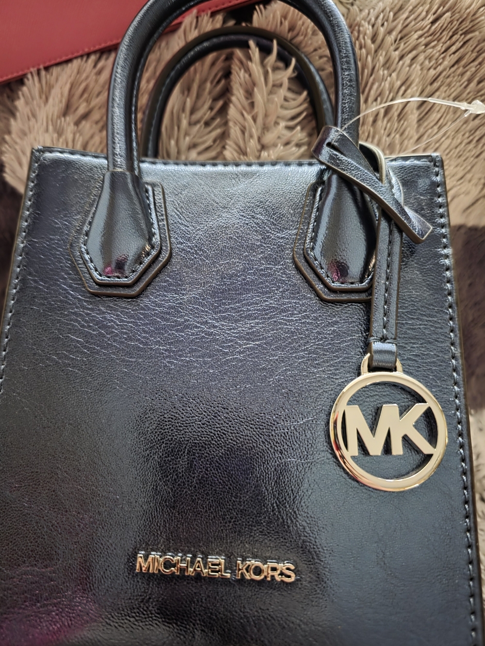 Michael Kors Black Mini Tote with Gold MK Charm